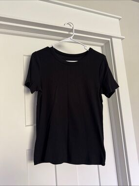 Women’s Black Ribbed Tee - A New Day - Size Medium